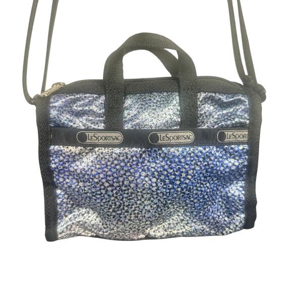 LeSportsac Mini Crossbody Bag Blue Black Abstract Print Small Nylon Purse - Picture 1 of 8